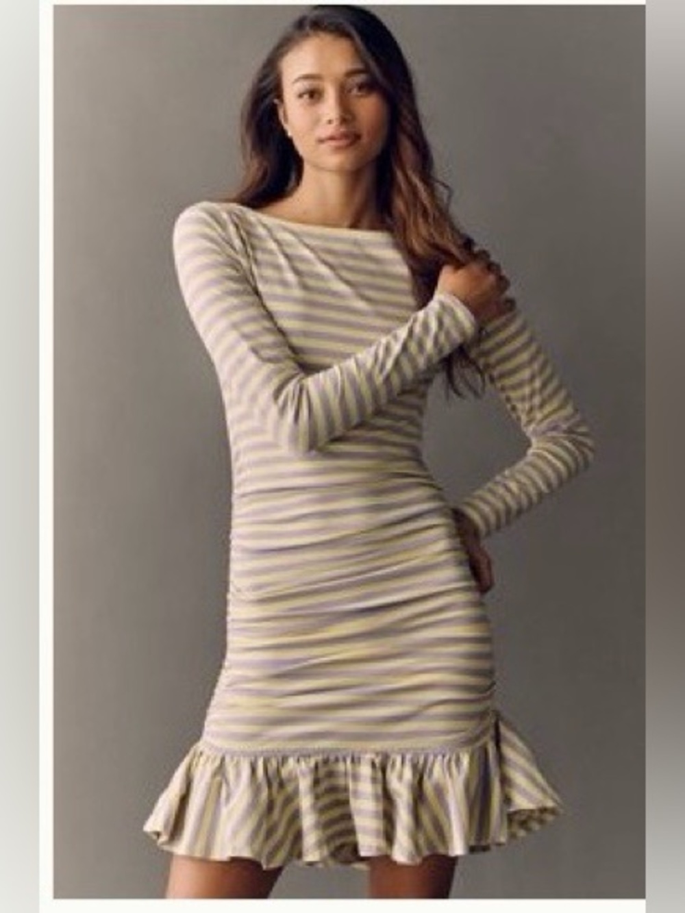 Daily Practice by Anthropologie Long-Sleeve Lavender and Yellow Stipes